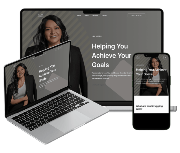 computer and mobile mockups of coaching website